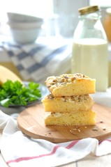 Cornmeal Flatbread with Cheese and Sunflower Kernels