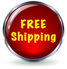 Red Free Shipping Button on White