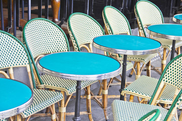 Round tables in a cafe in Paris