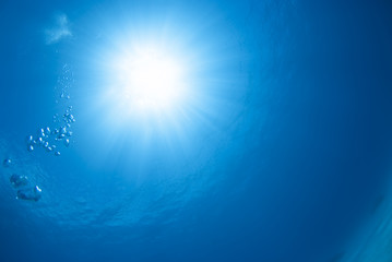青い海とバブルと太陽