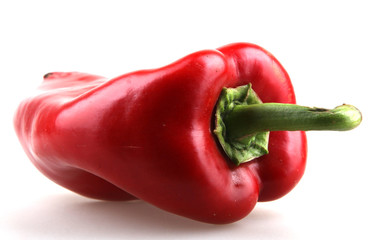 Red chilli peppers on white background.