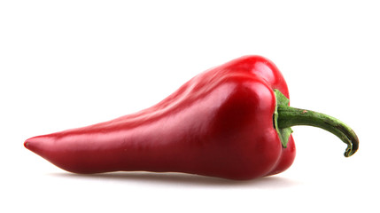 Red chilli peppers on white background.
