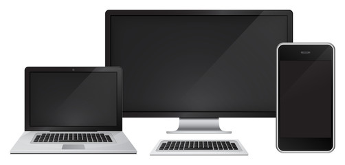laptop Desktop and Smartphone