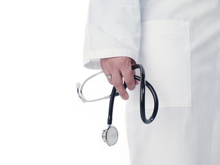 close up image of a doctor holding stethoscope