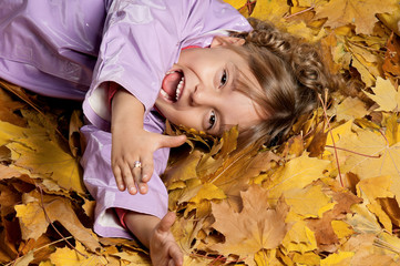 Girl with yellow foliage