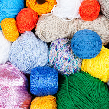 Colorful balls of yarn for knitting