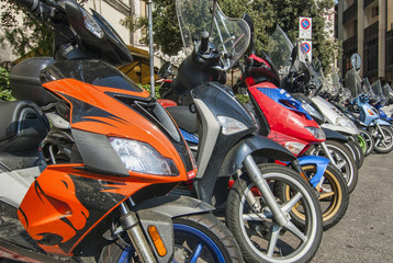 Scooter and Motorcycle Parking Lot in Florence Italy