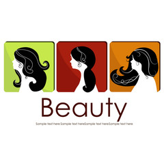 Three icons with beautiful girls