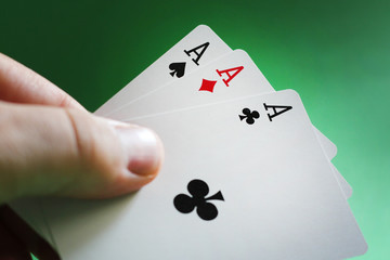 Hand playing poker
