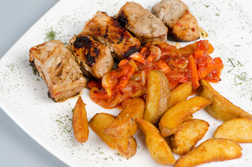 Grilled kebab pork meat