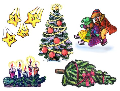 symbols of New Year and Christmas