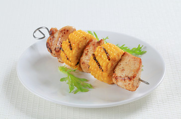 Chicken and corn skewer