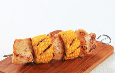 Chicken and corn skewer