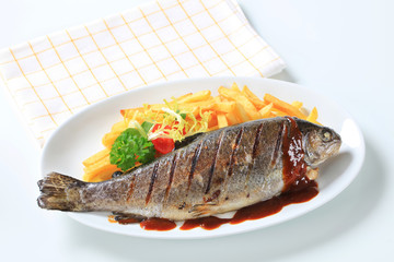 Grilled trout and French fries