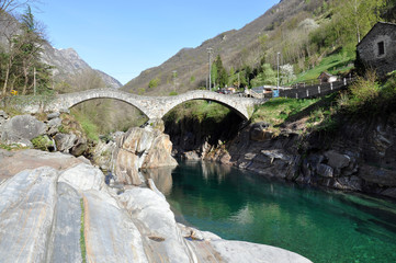 Ponte dei salti bridge in Lavertezzo, Switzerland