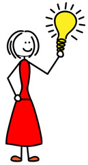 Frau mit Glühbirne