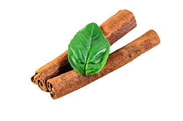 Cinnamon and basil leaf