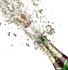 Close-up of champagne explosion