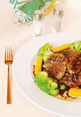Roasted lamb on the plate