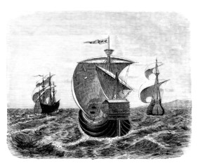 The 3 Ships of Christophus Columbus - 15th century - obrazy, fototapety, plakaty