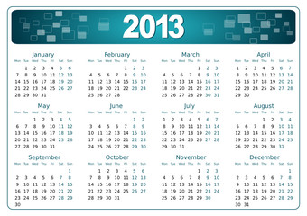 simple editable vector calendar 2013
