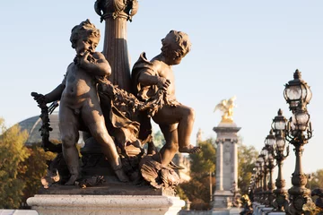 Fotobehang Pont Alexandre III Standbeeld van Pont Alexandre III, Parijs, Frankrijk