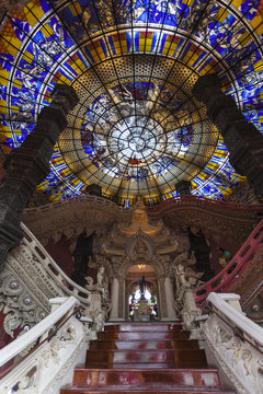 Stairway and stain glass