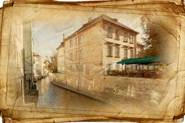 views of Prague made in vintage style, like a postcard