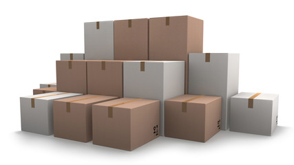 Group of cardboard boxes.