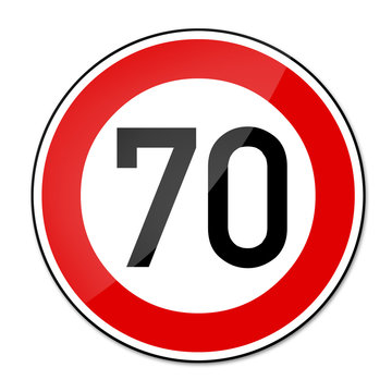 Verkehrsschild Geschwindigkeitsbegrenzung 70km/h