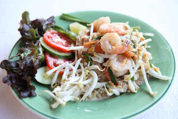 Thai food padthai fried noodle with shrimp