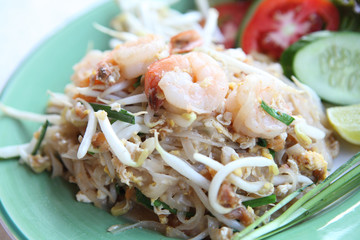 Thai food padthai fried noodle with shrimp