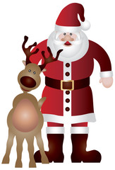 Santa Claus with Reindeer Illustration