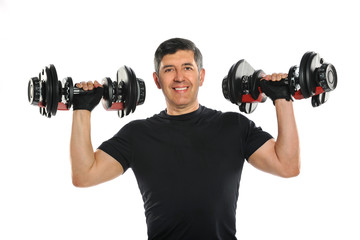 Fototapeta na wymiar Mature Hispanic Man Exercising