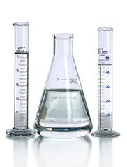 Laboratory Glassware With Liquids