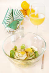 Salad made of fennel with oranges in a glass plate