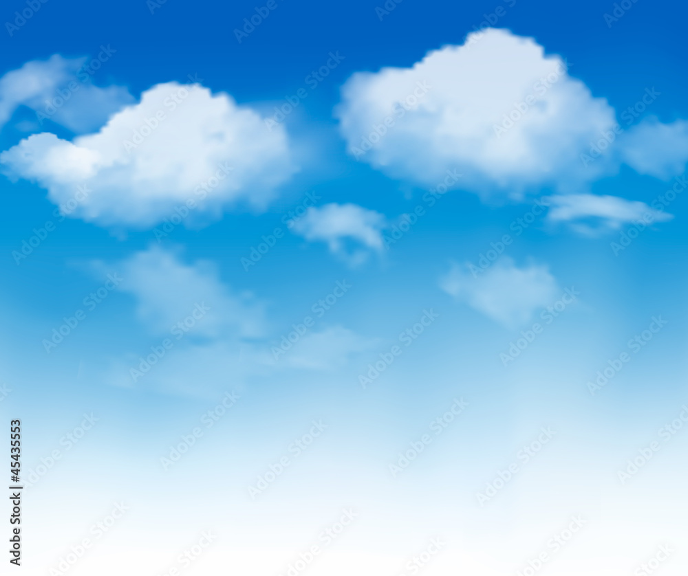 Poster blue sky with clouds. vector background