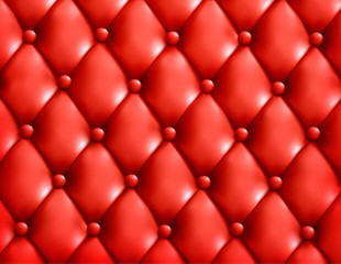 Red button-tufted leather background. Vector