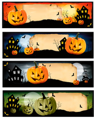 Four Halloween banners Vector - obrazy, fototapety, plakaty