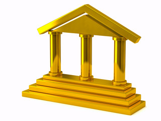 3d illustration of bank made of golden blocks
