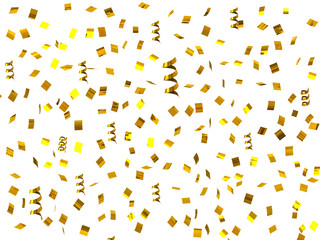 Party streamers. Golden confetti