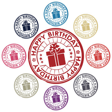 happy birthday set of stamps