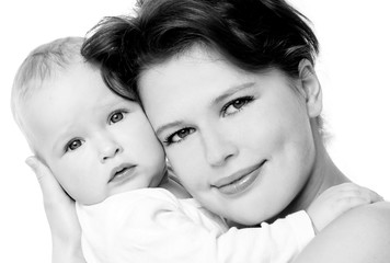 laughing baby with mother