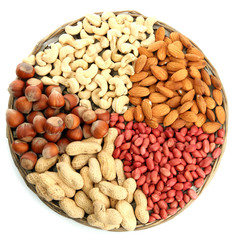 assortment of tasty nuts, isolated on white