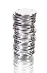 coin stack isolated on white