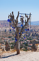 Tree and evil eye amulet in Cappadocia Turkey