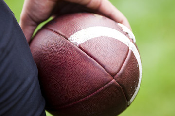 Close up of an american football