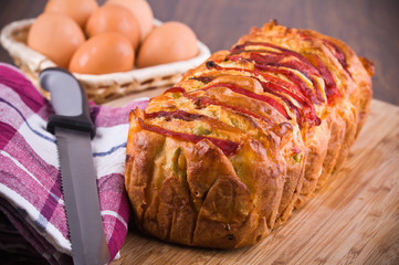 Bell pepper and olive loaf.