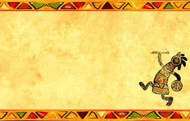 Poster Grungeachtergrond met Afrikaanse traditionele patronen © frenta