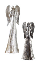 two silver angel figurine